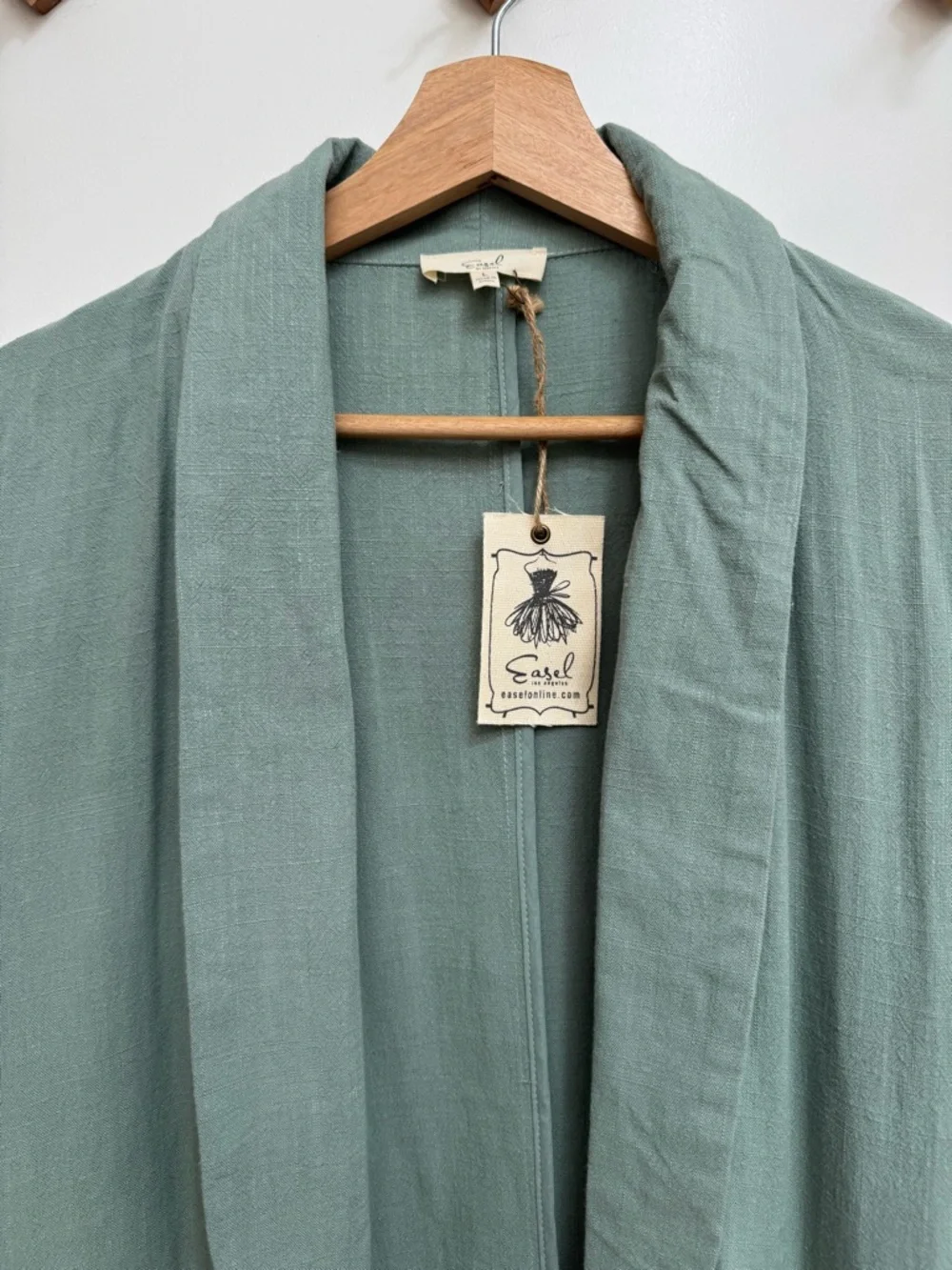 Easel Los Angeles Ruched Sleeve Longline Open Front Blazer Women Large Boho NWT